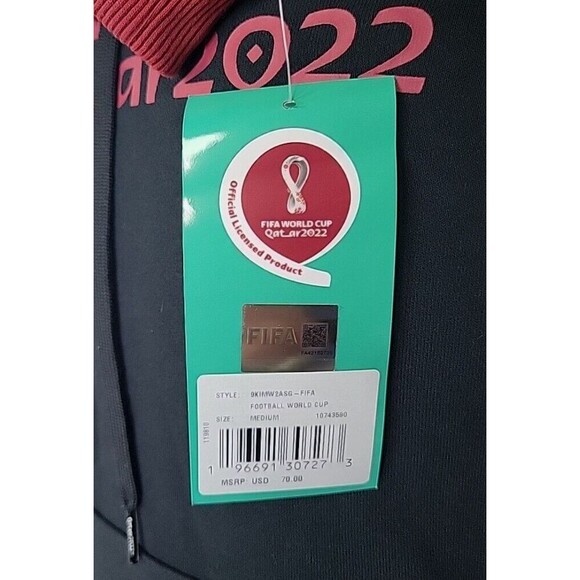 NWT Outerstuff Mens 2022 FIFA World Cup Premium Fleece Hoodie Black Red Qatar‎ M - Picture 10 of 13